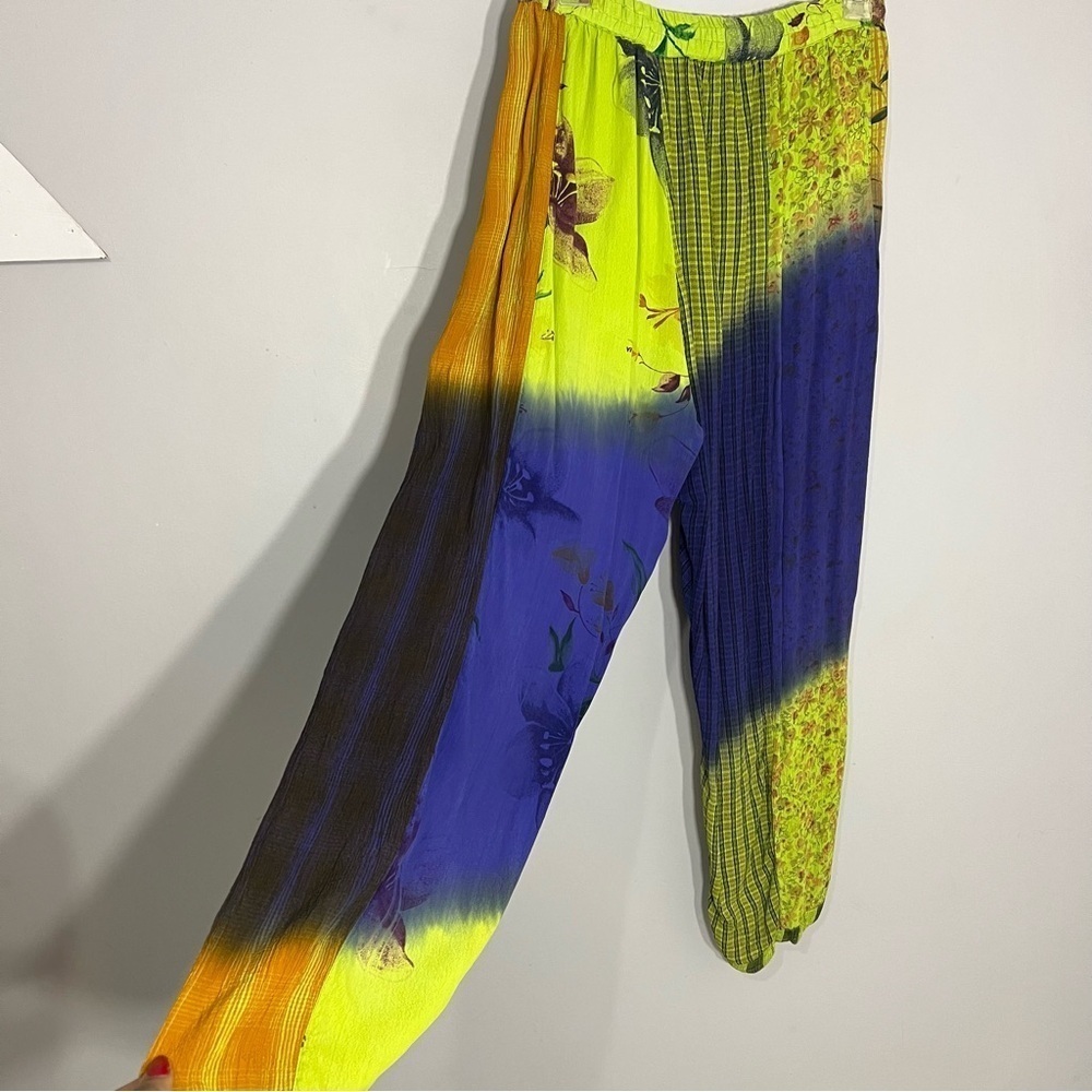 Sacred Threads neon pallozo wide leg pants flowy bohemian festival gypsy hippie - Picture 11 of 13